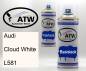 Preview: Audi, Cloud White, L581: 400ml Sprühdose + 400ml Klarlack - Set, von ATW Autoteile West.